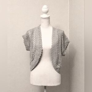 CATO Short-Sleeve Silver/Gray Knit Shrug/Sweater - NWOT